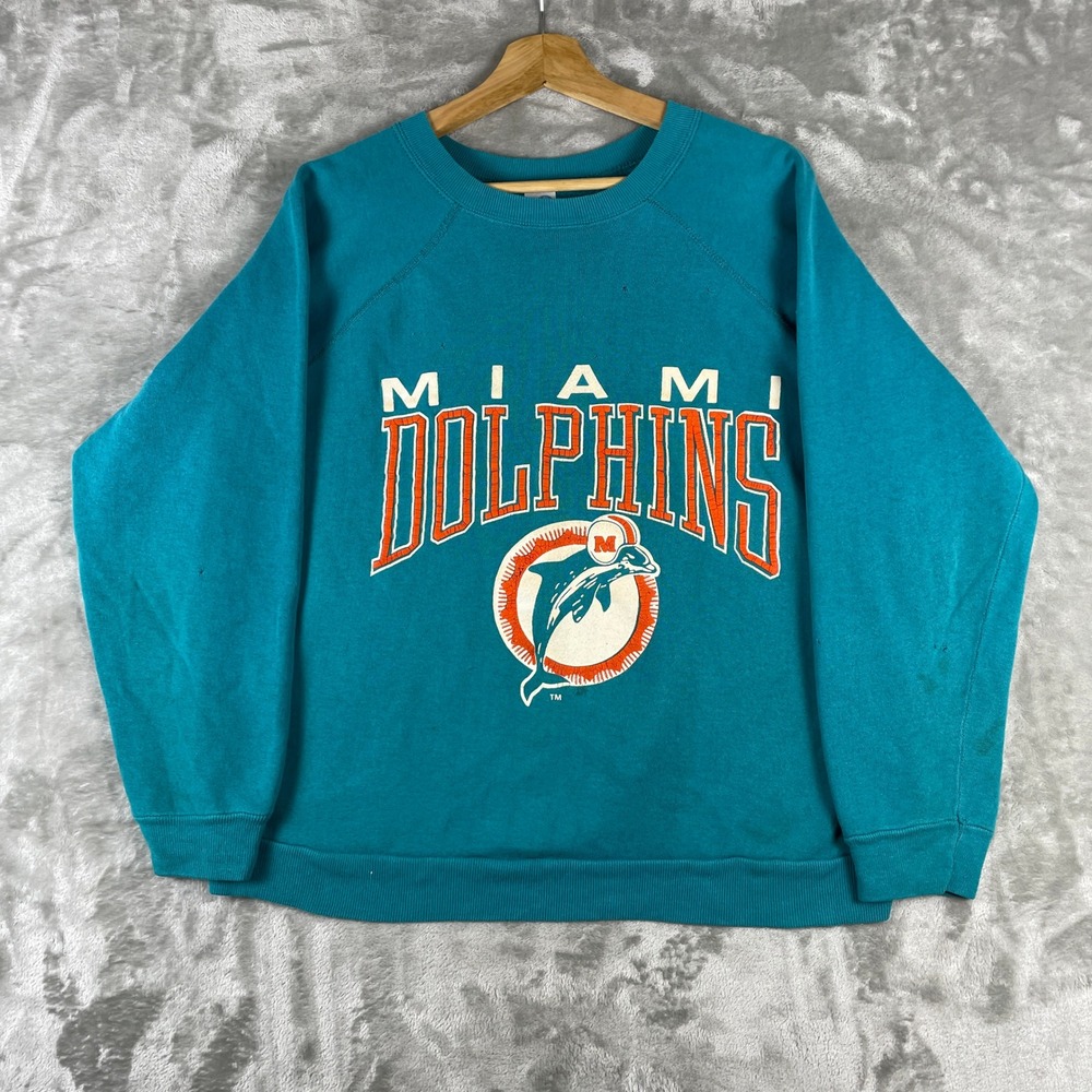 Vintage 70s Artex Sweatshirt Mens XL Miami Dolphins Sport Graphic Raglan USA